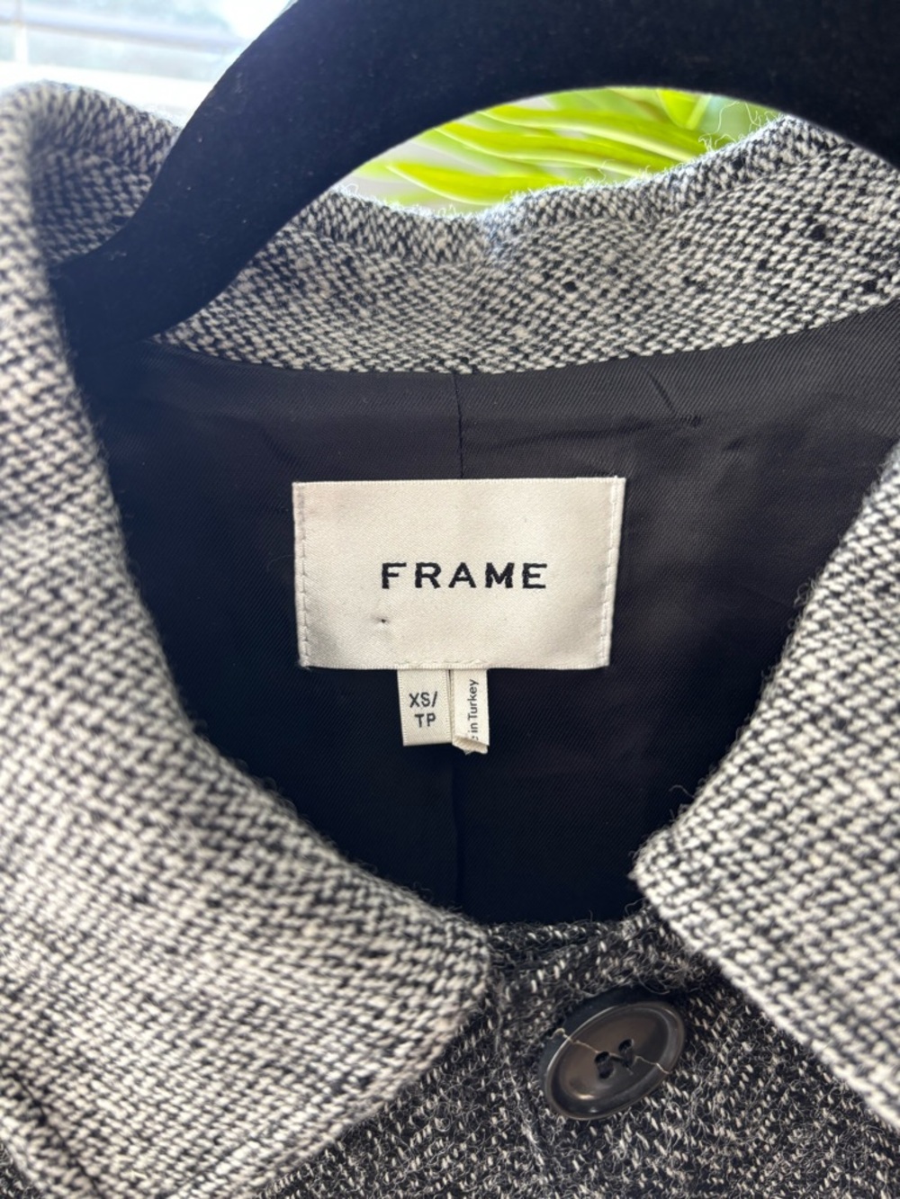 Frame Black and Gray Herringbone Cropped Wool Jacket - Picture 5 of 7